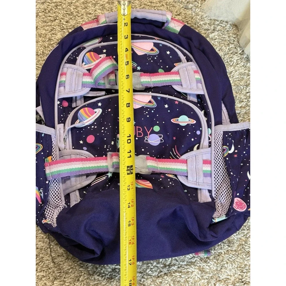 Pottery Barn Mackenzie Rainbow Heart Galaxy Glow-in-the-Dark Large Backpack RUBY